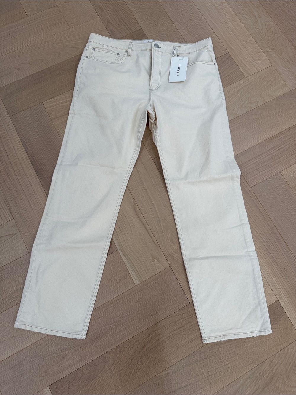 Frame Denim Men’s Cream Straight Jeans